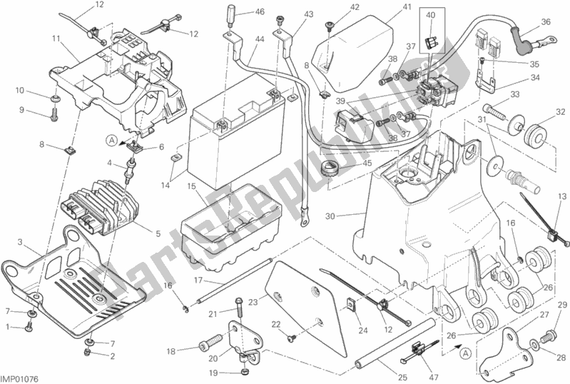 All parts for the Battery Holder of the Ducati Monster 821 Thailand 2018